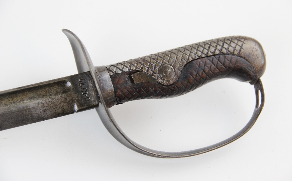 A French 1821 pattern Infantry officer's sword, the 77cm singled edged curved fullered blade set - Image 4 of 11