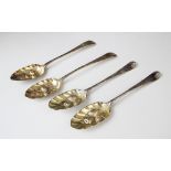 A pair of 18th century Old English pattern silver berry spoons, one by Robert Perth, London (date