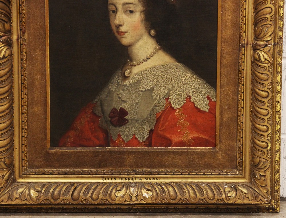 Follower of Anthony Van Dyck (1599-1641), Portrait of Queen Henrietta Maria (1609-1669), Head and - Image 4 of 18