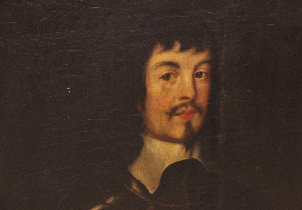 English school, late 17th century, Portrait of George Rigby of Peel, Half length wearing armour, Oil - Image 3 of 14