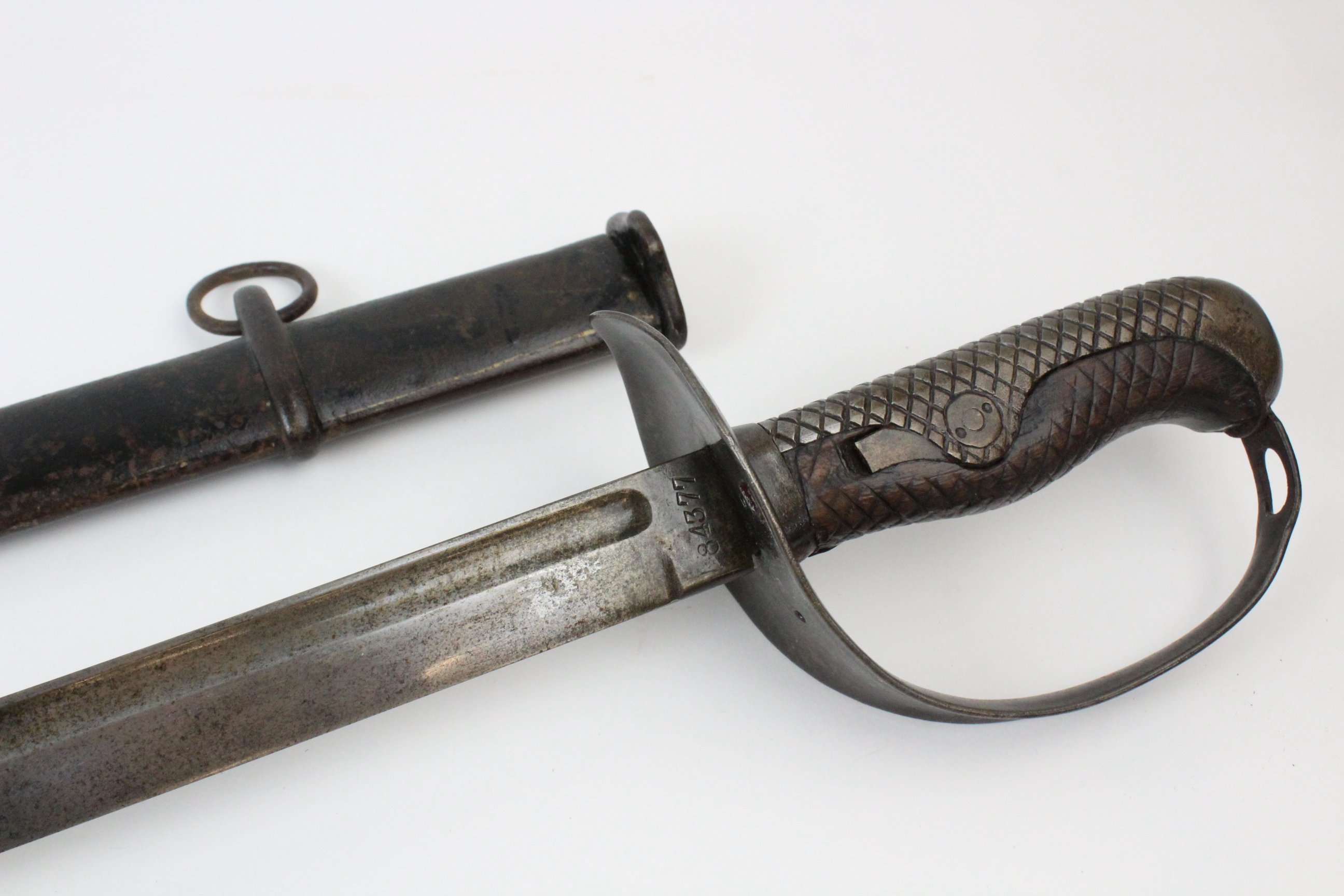A French 1821 pattern Infantry officer's sword, the 77cm singled edged curved fullered blade set - Image 8 of 11
