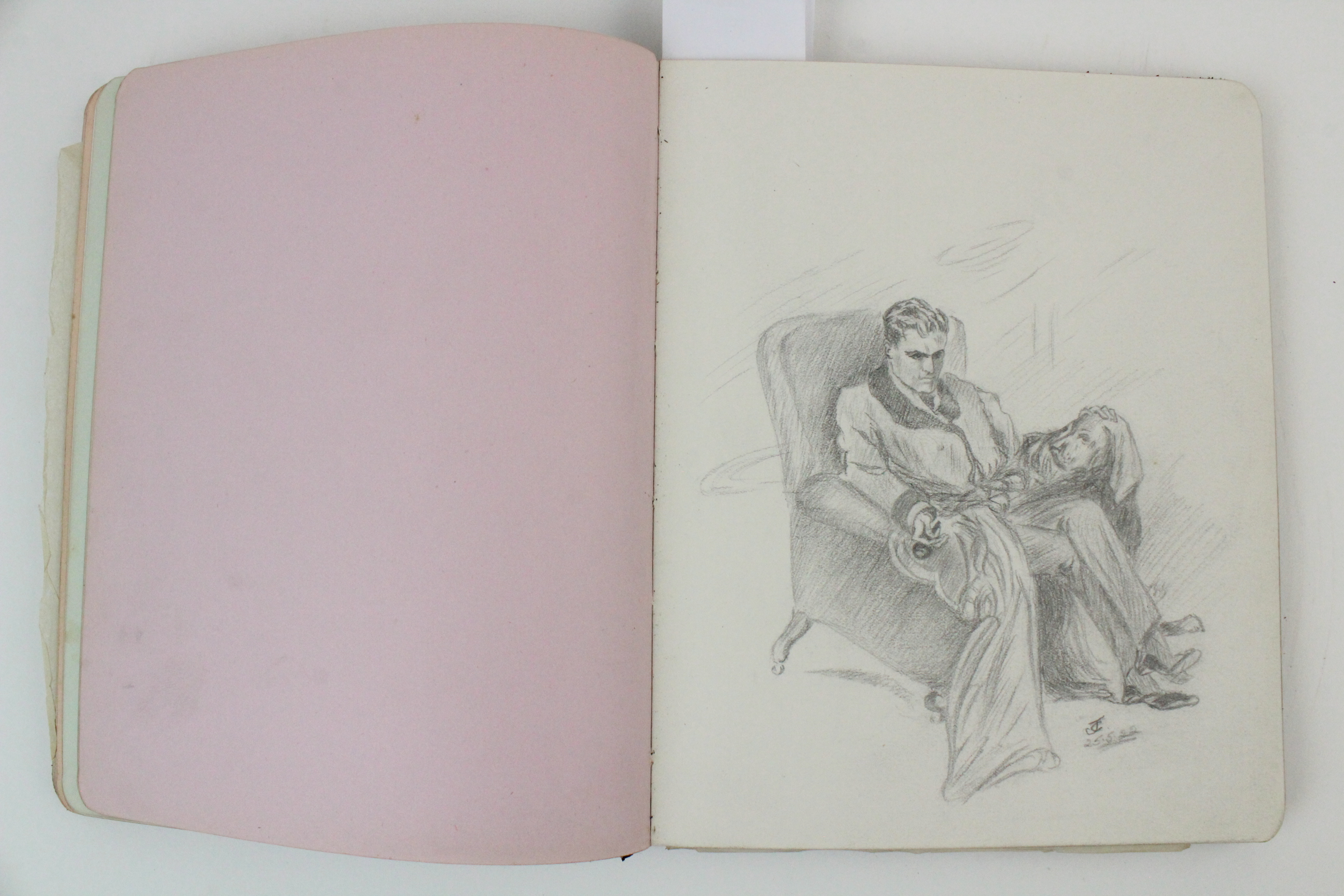 A collection of watercolours, pen and ink sketches and pencil sketches, early 20th century, loose, - Image 38 of 45