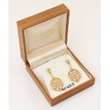 A pair of 9ct gold Clogau Celtic style earrings, each designed as a rose gold Celtic knot set to a