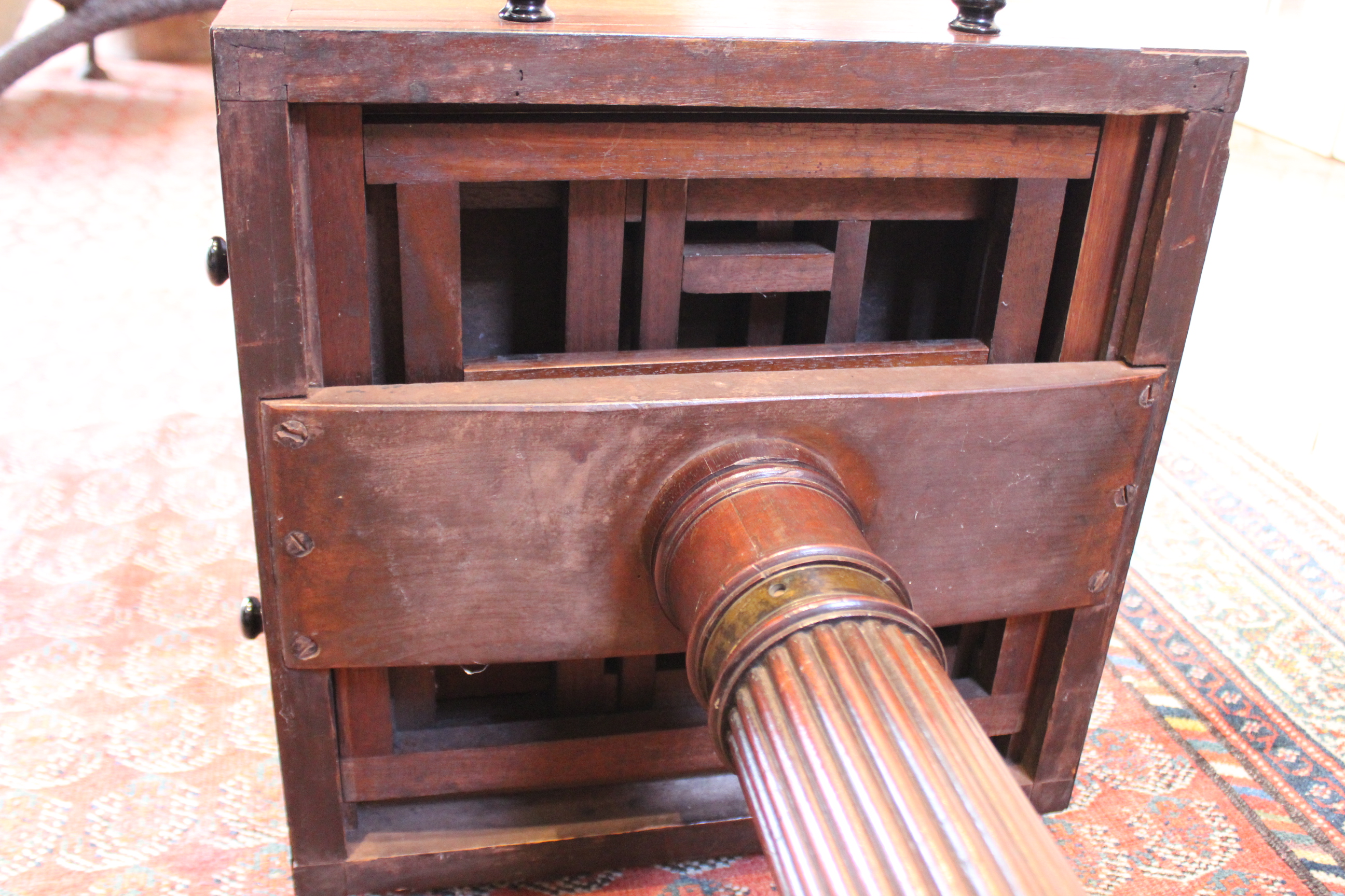 A George III mahogany pedestal quartet music stand, in the manner of Gillows, the rectangular - Image 6 of 8