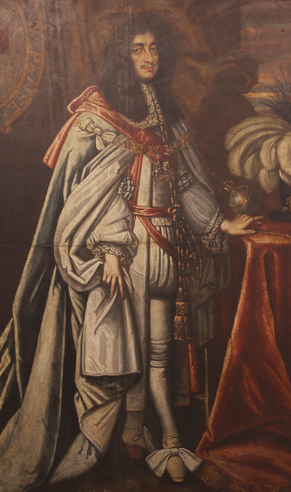 After Sir Peter Lely (1618-1680), Portrait of Charles II, Full length, wearing coronation robes with - Image 3 of 6