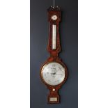 An early 19th century mahogany wheel barometer, T.Shuttleworth, Lewisham, engraved silvered dial