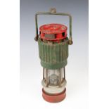 A vintage Hailwood's Patent miner's lamp 'Type ADC No 4', 20th century, red and green painted with