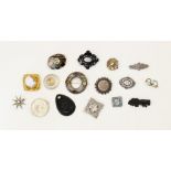 A selection of Victorian and later brooches, to include a silver swallow brooch by George Loveridge,