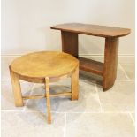 A 1930's Art Deco figured walnut occasional table, the quarter veneered top raised upon plain