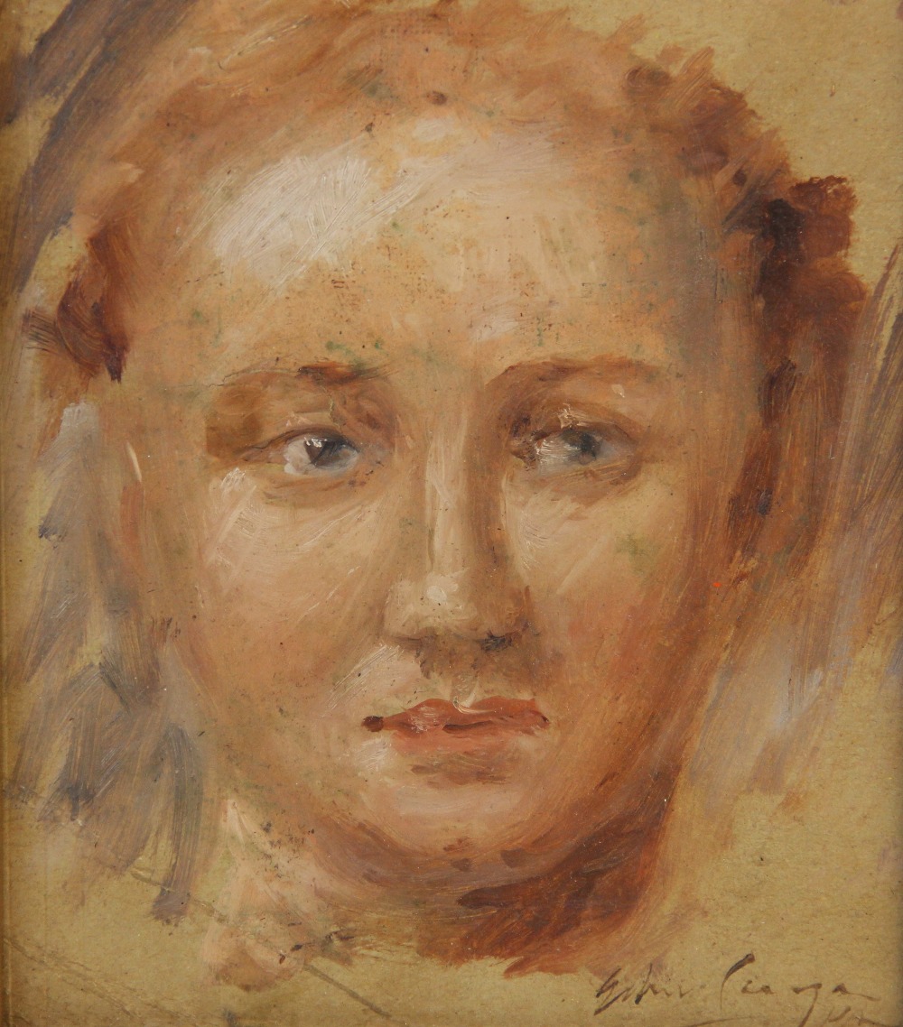 Follower of Edward Seago RBA, ARWS, RWS (1910-1974), Study for a female portrait, Oil on board,