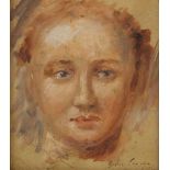 Follower of Edward Seago RBA, ARWS, RWS (1910-1974), Study for a female portrait, Oil on board,