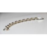 A Georg Jensen heavy cable link silver bracelet, uniform links with T-bar and loop fastening,