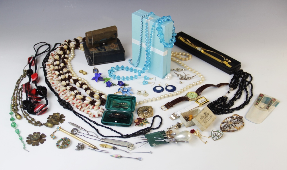 A quantity of antique, vintage and modern jewellery and jewellery boxes, to include a moonstone