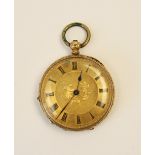 An early 20th century continental 14ct gold open face pocket watch, the circular gold toned dial
