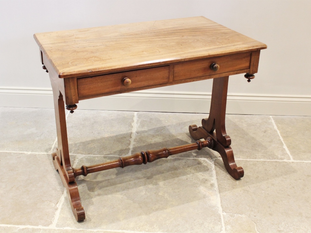 A mid 19th century mahogany side table, of small proportions, the rectangular moulded top above