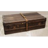 An early 20th century large Louis Vuitton trunk, number 126438, quilted interior with removable