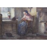 Henry John Dobson A.R.S.A. R.S.W (Scottish, 1858-1928), 'Grannie And Her Pets', Watercolour on