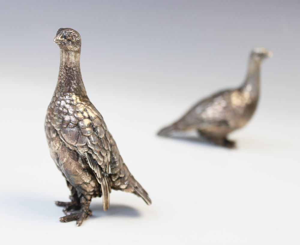 A pair of Patrick Mavros silver grouse, each modelled in a standing position with feather effect - Image 3 of 3