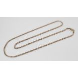 A 9ct gold curb link chain, lobster claw and loop fastening, 66cm long, weight 7.8gms
