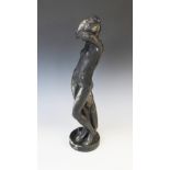 A painted plaster statue modelled as a female nude in the classical style, 20th century, the black