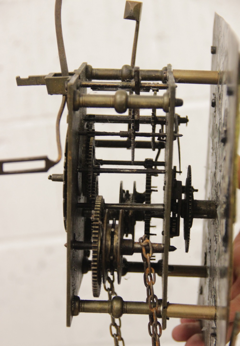 A mid 18th century oak cased thirty hour longcase clock signed 'William Bird, Seagrave', the 26cm - Image 3 of 4