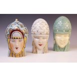 Three Art Deco figural bonbonnieres or jars and covers by Robj, early 20th century, each modelled as