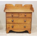 A Victorian pine tray top of chest of drawers, designed with two short and two long drawers with a
