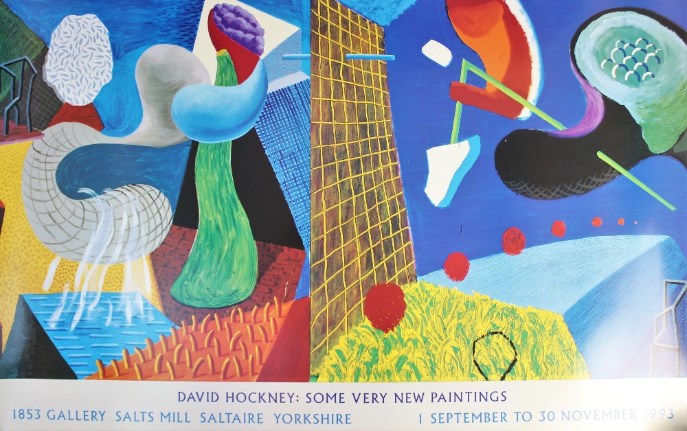 A David Hockney exhibition poster for the 'Some Very New Paintings' exhibition held at the 1853