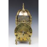 A 17th century style brass lantern clock, late 19th century, signed 'Jeffrey Bailey at ye Turn Style