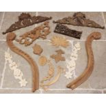 A quantity of carved architectural panels, mouldings and trims in various woods, sizes and