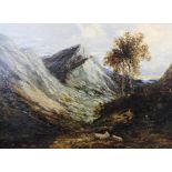 English school (19th century), Sheep in a mountainous landscape, Oil on canvas, Unsigned, Applied