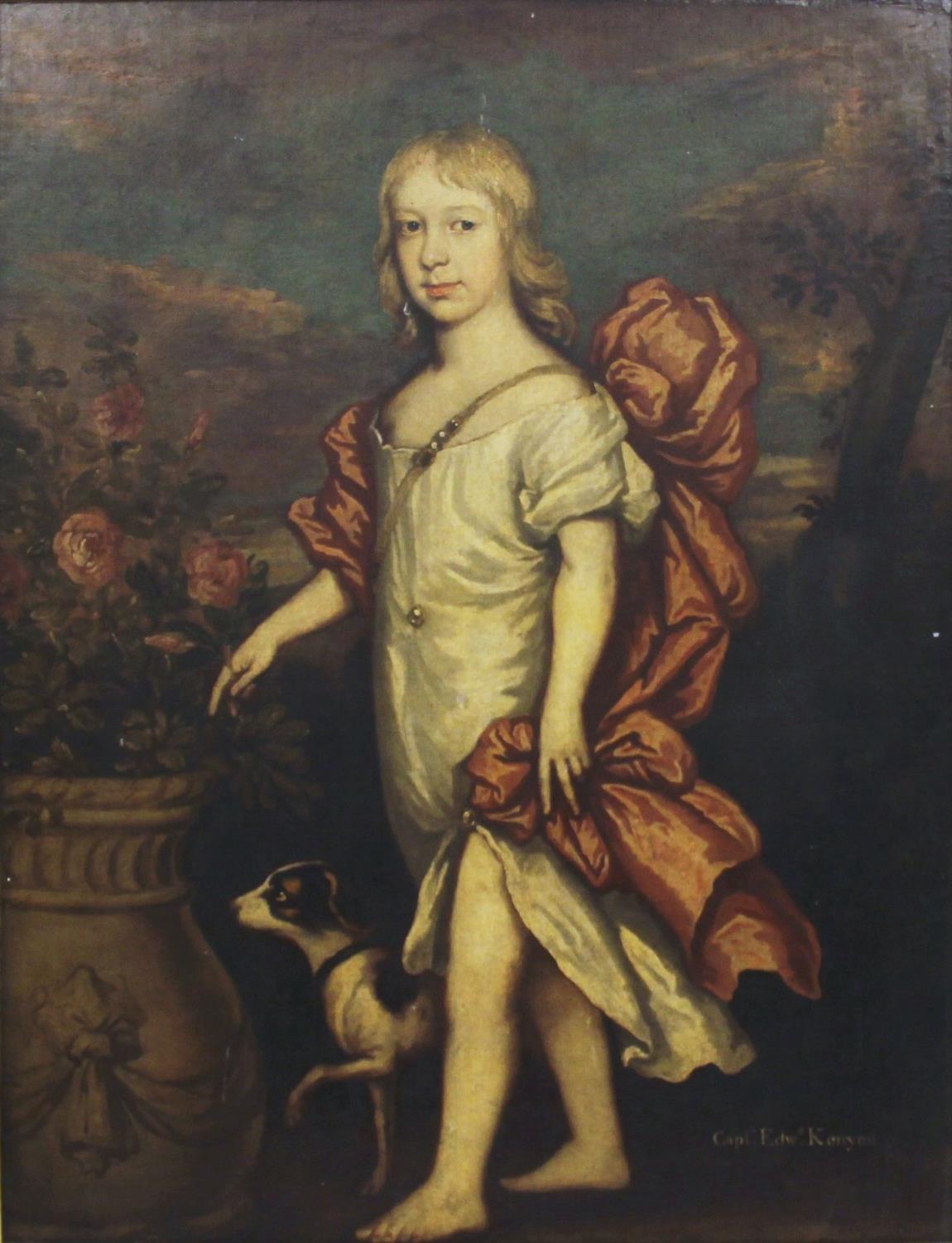 Circle of Jacob Huysmans (1630-1696), Portrait of Captain Edward Kenyon as a child, Full length in