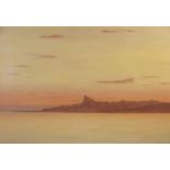 English school (early 20th century), A coastal sunrise, Oil on canvas, Indistinctly signed and dated