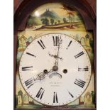 A 19th century mahogany eight day longcase clock by 'Hummel, Derby', the 33cm painted break arch