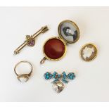 A selection of Victorian and later jewellery, to include an Edwardian 9ct gold amethyst and seed
