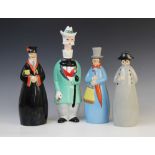 Three French Art Deco figural decanters by Robj, early 20th century, comprising; Napoleon, a