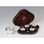 A selection of silver tableware, to include a Victorian cased set of four silver salts by Hilliard &