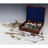 A selection of silver plated, white metal and EPNS cutlery and tableware, to include a quantity of