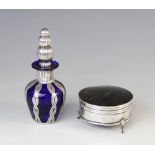 A George V silver and tortoiseshell jewellery box by Adie Brothers, Birmingham 1925, of circular