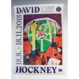 A David Hockney exhibition poster for the '18.8.-18.11.2018' exhibition held at the Kunsthalle