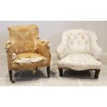 A 19th century tub chair, the shaped back over a bow front seat upon legs of tapering square