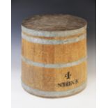 An oak coopered 4 stone grain barrel