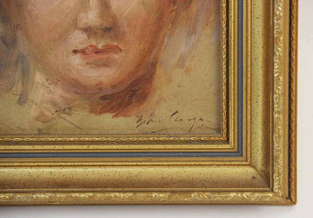 Follower of Edward Seago RBA, ARWS, RWS (1910-1974), Study for a female portrait, Oil on board, - Bild 3 aus 4