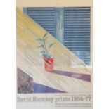 A David Hockney exhibition poster for the 'David Hockney prints 1954-77' touring exhibition held