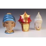 Three Art Deco figural bonbonnieres or jars and covers by Robj, early 20th century, each modelled as