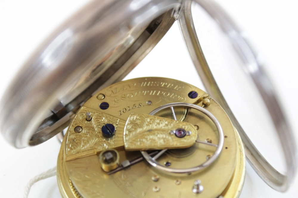 A Victorian silver pocket watch, the round white enamel dial with black Arabic numerals and - Image 5 of 5