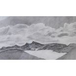 English school (20th century), Two pencil landscapes on paper, Unsigned, 38cm x 39.5cm and 34cm x