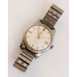 A gentleman's Omega Seamaster automatic stainless steel wristwatch, cream dial with gilt baton