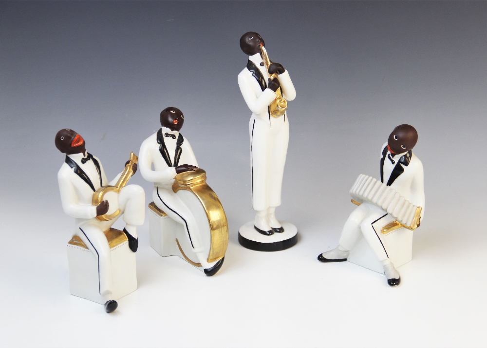 A French Art Deco four piece Jazz band by Robj from the ?Le Jazz? series, early 20th century,