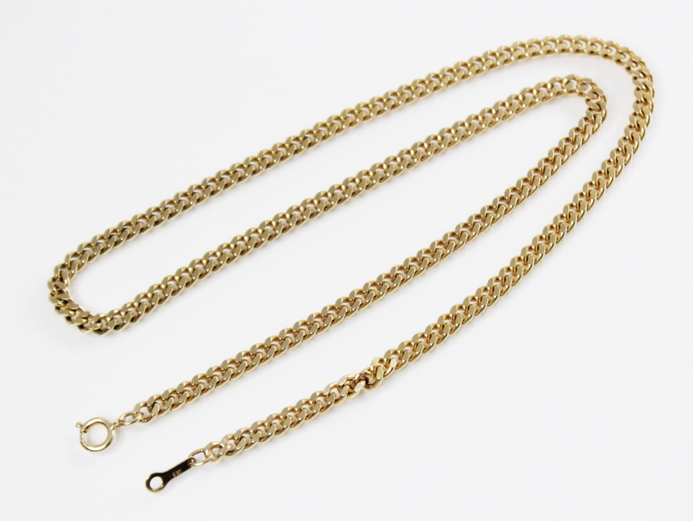 A 9ct gold curb-link chain, with spring ring and loop fastening, import marks for London 1976, 45.